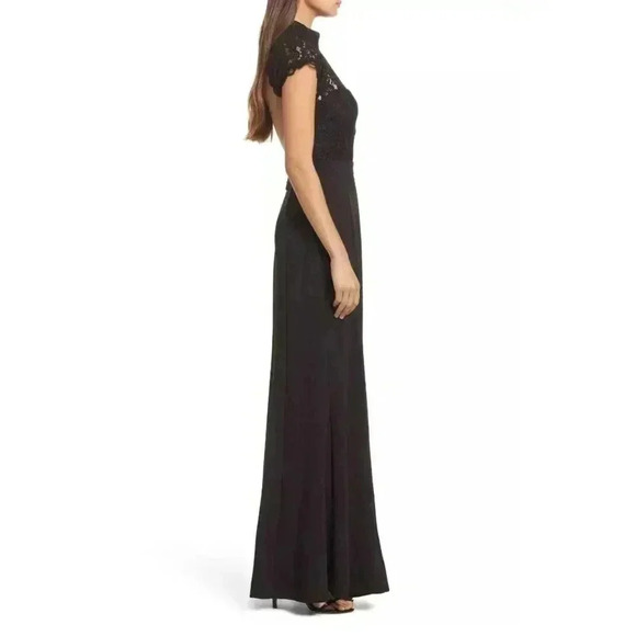 Lulus Crazy Nordstrom Lace Bodice Mermaid Gown Open Back Maxi Dress Black Sz M - Picture 2 of 15